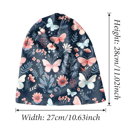 Chemo Caps Slouchy Beanie Hat Stretch Cancer Head Wraps Turban Sleep Headwear Scarf for Women Girls Men - color: I-7-butterfly Flower