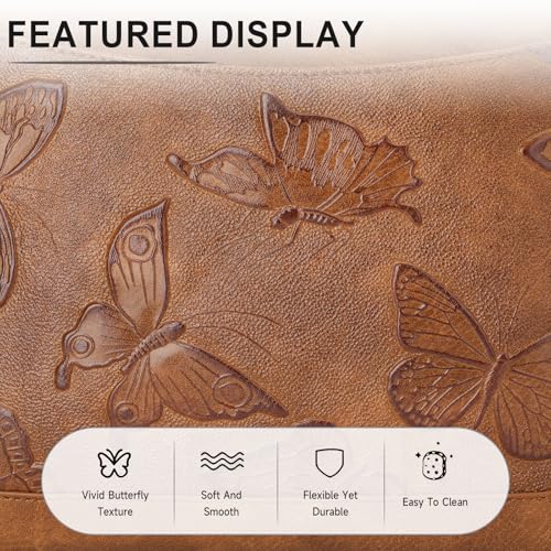KITEVIUN Crossbody Bags for Women Trendy, Vegan Leather Medium Butterfly Hobo Purse, Women's Shoulder Handbags - color: 01-brown
