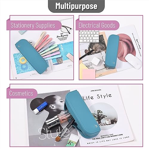 Mr. Pen- Silicone Pencil Case, Aesthetic Pencil Bag for Women, Makeup Pouch | Multifunctional Pouch for Stationery, Cosmetics and Electrical Goods Storage - color: Teal