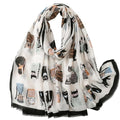 WaJuemy Travel Boho Scarf for Women Casual Lightweight Pashmina Scarves Fashion Multicolor Shawl Wraps with Fringed Beads - color: 23 Black Cat