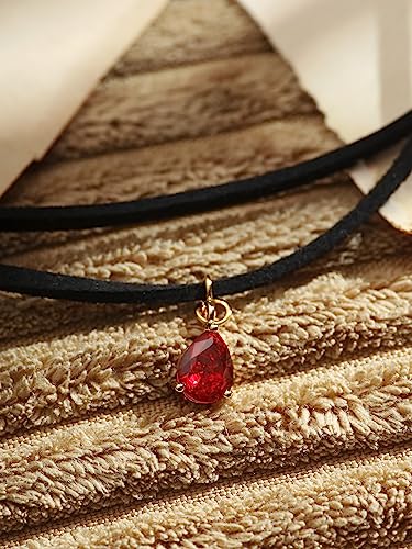 Sacina Layered Black Choker Necklace, Glass Teardrop Chocker, Black Necklace, Gothic Goth Boho Choker, Christmas Jewelry Gift For Women - color: 7