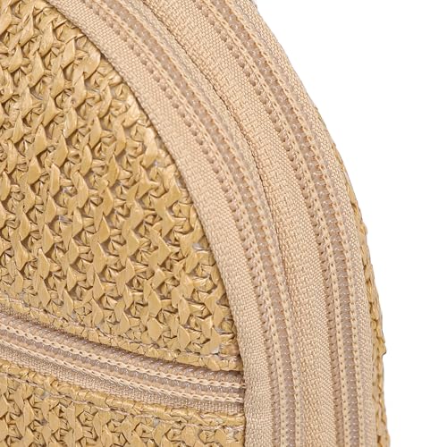 Haytijoe Faux Straw Crossbody Bags for Women RFID Summer Raffia Sling Bag Beach Vacation Travel Purse - color: Dessert Khaki