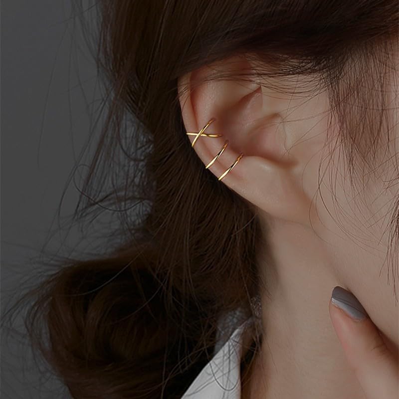 Ear Cuffs Non Piercing Sparkly Cuffs for Women Non Piercings Hypoallergenic Fake Piercings Sparkle Clip On Earrings Bling Cartilage Earring Ear Cuff Earrings for Women Dainty Earring - style: 2 - G 2PCS