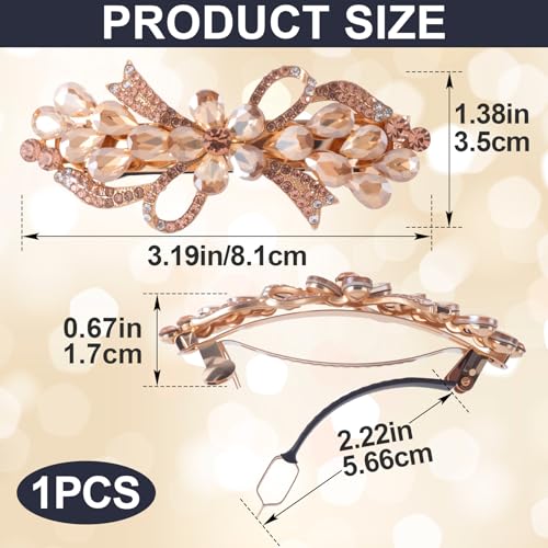 Joez Wonderful Rhinestone Hair Clip Sparkly Crystal Barrettes French Wedding Prom Engagement Pageant First Communion Hair Decorative Accessories for Women Long Hair (Bow Champagne 1 Pcs) - color: Rhinestone Butterfly Champagne A