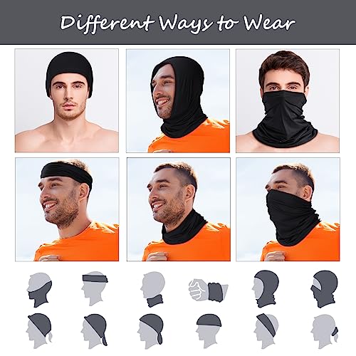 Geyoga 6 Pieces Summer UV Protection Cooling Neck Gaiter Face Clothing Neck Gaiter Mask Scarf Sunscreen Breathable Bandana - color: Black