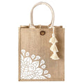 itgowisa Jute Beach Bag for Women, Burlap Beach Tote Bag with Tassel Pocket, Summer Gift for Vacation, Pool, Cruise & Grocery | Jute material - color: White Tassel B