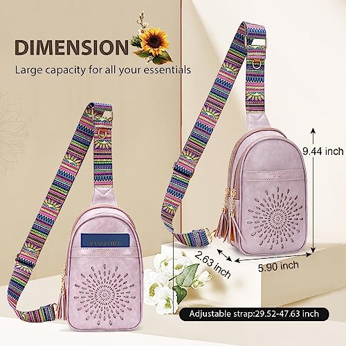 APHISON Small Sling Bag Fanny Packs Cell Phone Purse Vegan Leather Crossbody Bags for Women Chest Bag with Adjustable Strap Purple - color: 06-purple