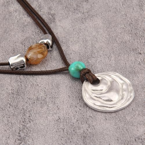 Chunky Necklace for Women Boho Pendant Necklace Statement Western Choker Necklaces for Women Vintage Bohemian Jewelry - style: Boho Rope Necklace