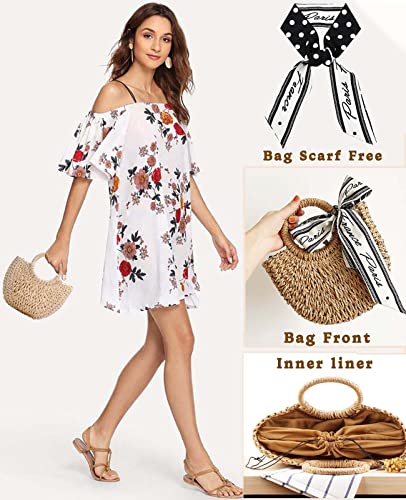 Dailyacc Straw Shoulder Bag For Women Woven Purse Beach Envelope Clutch Straws Wallet | Straw - color: Tote Bag - Beign