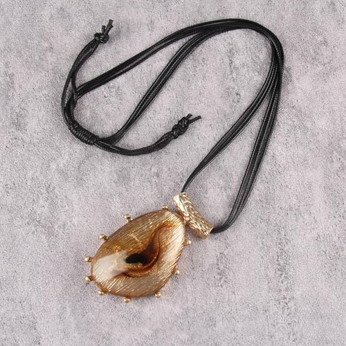 GelConnie Long Necklaces for Women Boho Large Pendant Necklace Casual Bohemian Brown Leather Choker Sweater Circle Statement Stone Necklace - style: Brown Stone Necklace