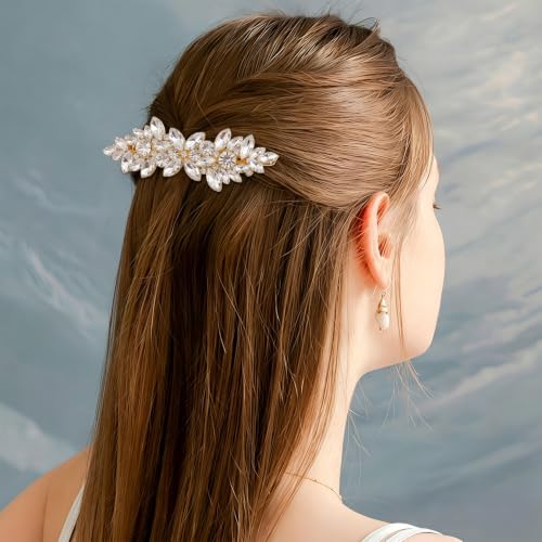 Joez Wonderful Rhinestone Hair Barrettes Clips for Women, White | Sparkly flower hair barrette accessories, non-slip, alloy made, for weddings, birthdays, parties, engagements, balls, brides - color: Rhinestone Butterfly White