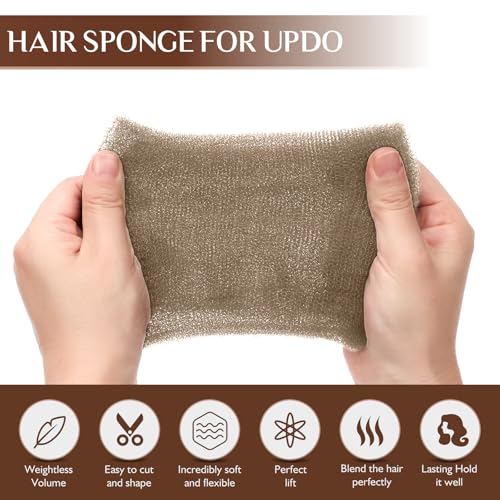 YGQQOY Hair Sponge for Updos,Volume Bumps Insert,Tan Brown Hair Filler&Padding for Updo - color: Tan Brown