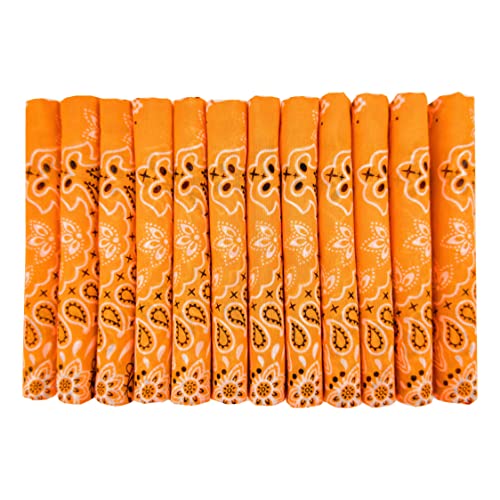 Bandanas Gift Set 12 Pack Soft Thin Handfeel Cotton Bandanna Scarf for men - color: Orange