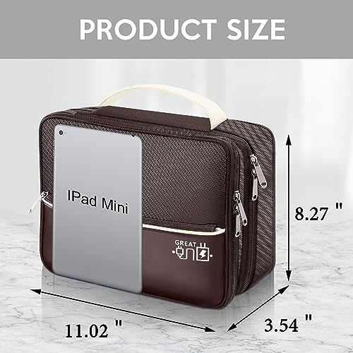 CILLA Electronic Organizer Travel Case, Travel Cord Organizer Case Portable Waterproof Cable Organizer Bag for Charger, Cord, USB, Power Bank, Earphone - color: zipper-Coffee