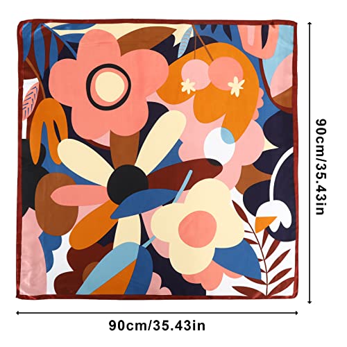AWAYTR Satin Silk Scarf - Large Hair Bandana, Sleeping Wrap for Women - color: Flower
