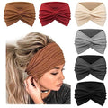 DRESHOW 6 Pack Extra Wide Headbands for Women Large Turban Headband Boho Head Wrap Elastic Hairbands Hair Twisted Knot Hair Accessories - color: 6 Pcs: Solid Color a