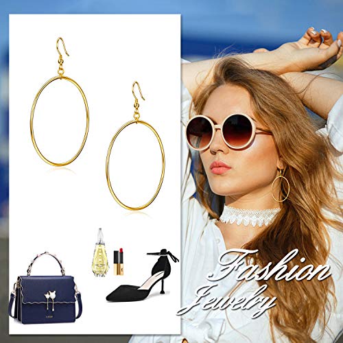 POPLYKE Sterling Silver/Rose Gold/Gold Plated Large Hoop Earrings Circle Dangle Drop Earrings for Women 40 50 60 70 80mm - color: gold hoop, size: 40mm