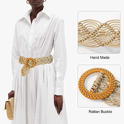 Suyi Boho Belt for Women Braided Woven Belts Bohemian Waist Belts for Dress - color: Beige 1