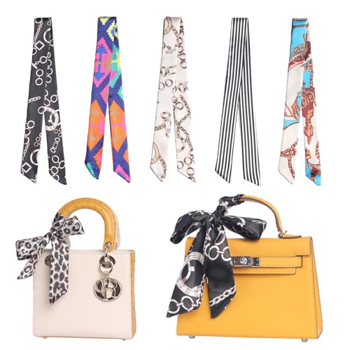5/7Pcs Fashion Scarves for Women, Multifunctional Boho Scarves Headbands Satin Scarf for Bag Hair Accessories - color: Various