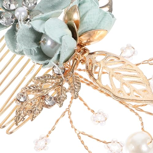 NUOBESTY 4-Piece Sage Green Wedding Hair Comb Set Bridal Hair Accessories with Pearl Floral Leaf Design for Women Special Occasions