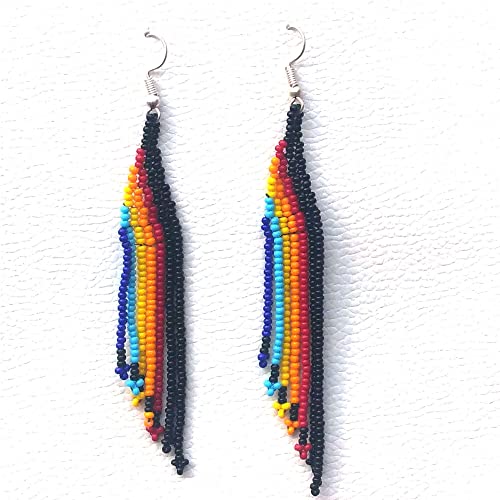 Handmade Native American Style Tribal ethnic Seed Bead Beaded Layered Medallion Necklace #1 - color: Blue Multi