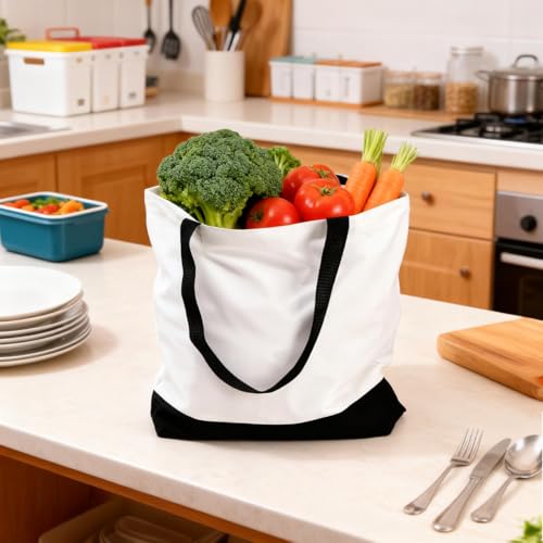 Pumtus 9 Pack Canvas Tote Bags, 18.5 x 16 IN Large Cotton Tote with Handle, Washable Reusable Shopping Bags, Multi-Purpose Kitchen Grocery Bag, Blank Cloth Tote for DIY, Beach, Holiday, Crafts