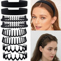 Set of 8 Non Slip Plastic Headbands for Women Men Teen and Girls, Black Matte Material Hair Bands, Wide and Skinny Head Bands with Teeth Comb (4 Styles Set 1) - size: 1 Count (Set of 8 headbands, 4 styles Set 1)