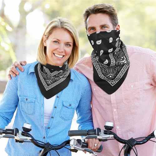 NACHLYNN 10/20pcs Paisley Bandanas Assorted Bandanas Cowboy Polyester Headbands Square Scarf Headwear - color: Black