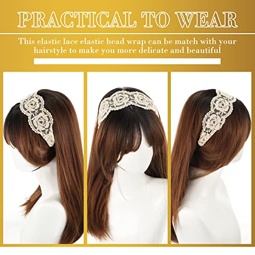 Dilunave 10 PCS Lace Headbands for Women Elastic Dressy Women Headbands Cute Lace Stretch Cloth Elegant Hair Accessories for Wedding Hairbands Wide Headwrap for Girls