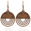 Boho Teardrop Earrings, Handmade Copper Bohemian Earrings, Dangle Antique Ethnic Jewelry for Women - color: Brown