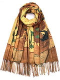 VENVSBEE Reversible Scarf Soft Large Shawl Wrap Blanket Double Sided Art Print Warm Pashmina Stoles Klimt Van Gogh Gifts - color: Art 01