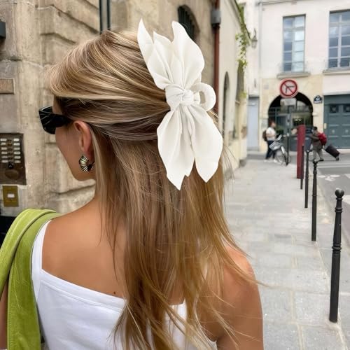 Bow Claw Clips Bow Hair Clips Black White Pink 3PCS Big Hair Bows for Women Butterfly for Styling Large Hair Clips for Thick Hair for Girls Hair Accessories for Teen - color: 3PC-Pink+White+Black