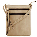 DELUXITY Crossbody Purse Bag Shoulder Bag Multi Pocket Zipper Purse - color: Camel