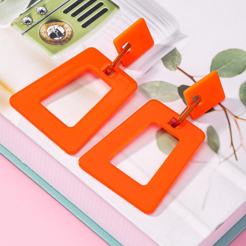 Handmade Unique Hollow Square Acrylic Lightweight Dangle Drop Earrings Chic Geometric Stud Earrings For Women