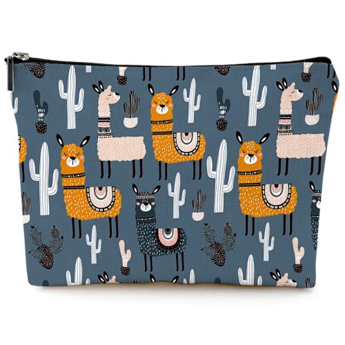 Cute Makeup Bag for Purse Canvas Waterproof Funny Cosmetic Bags for Women Zipper Travel Toiletry Pouch-Alpaca Makeup Bags-Grey - color: Alpaca Makeup Bags-Grey