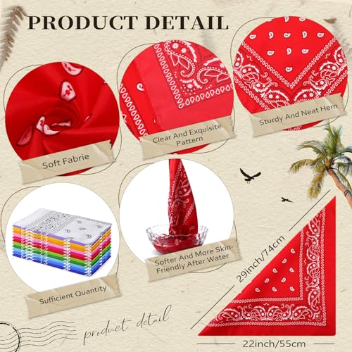 Suhine 24 Pcs Bandanas Bulk for Women Men 22 x 22 Inch Paisley Outdoor Headband Cowboy Handkerchief Summer - color: Fresh Colors