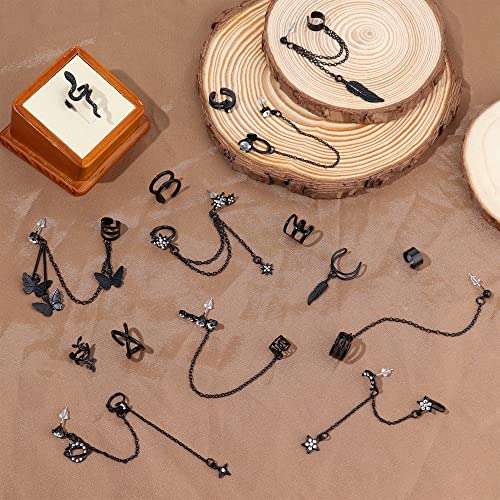 Jstyle Ear Cuff Earrings for Women Cuff Chain Earring Clip On Helix Cartilage Wrap Cuff Earring Non Pierced Adjustable
