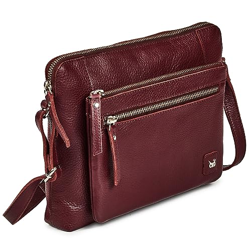 Leather Crossbody Bags for Women Small Soft Genuine Pebbled Sling Shoulder Handbag Crossover Purse with Full Adjustable Strap (Burgundy Nappa) - color: Burgundy Nappa