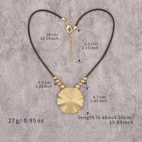 Boho Necklace for Women Adjustable Silicone Rope with Gold Beaded Pendant Chunky Handmade Vintage Jewelry - style: Bead Thread Necklace