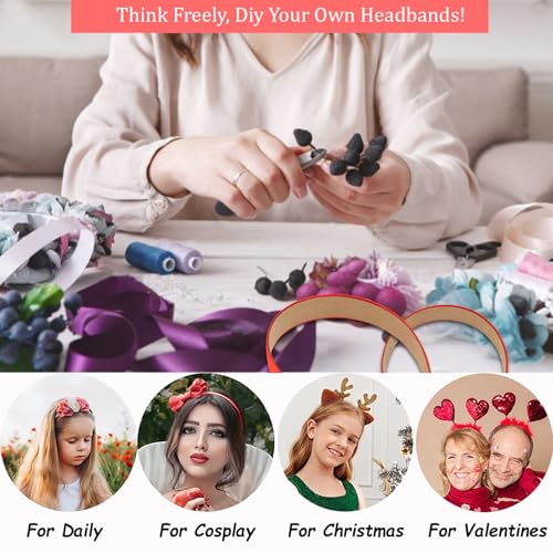 Wecoe 10 Pack Red Headbands 1 Inch Wide Glossy Satin Headbands Women Non Slip Fashion Plain Solid Head Bands DIY Valentine' s Day Christmas Hair Accessories for Women Girls Diademas Para Mujer - color: Bright Red