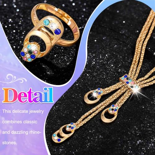 CLOACE Gold Necklace Set Colorful Necklaces and Bracelet Bridal Prom Wedding Jewelry Sets for Women