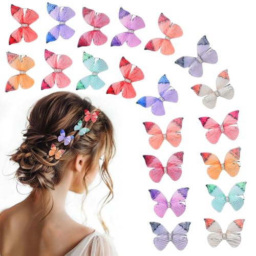 20Pcs Butterfly Hair Clips for Women Moving Glitter Butterfly Clip Fairy Accessories Green - color: Green