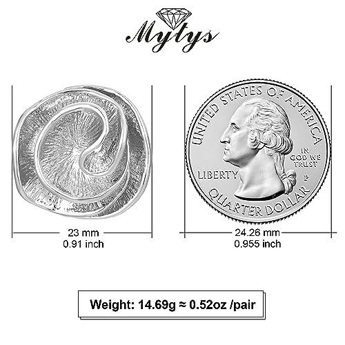 Mytys Two Tone Earrings for Women Gold and Silver Crossover Half Hoop Statement Earring Designer Stud Earrings - color: flower Silver