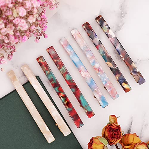Cobahom 12Pcs Hair Clips Metal Duckbill Clips Leopard Print Hair Clips Teeth Hair Pins Chic Tortoise Shell Hair Barrettes for Women and Girls - color: 12 Pcs White&Red&Blue&Pink