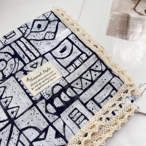 Soft Cotton Like Lace Bandana Headband, Head Wrap, Protective Coverage, Hair Neck Scarf for Women 24 x 24 inch - color: Cas006 - Geometric W