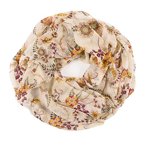 MELIFLUOS DESIGNED IN SPAIN Scarf for Women Lightweight Floral Flower Scarves for Summer Fall Shawl Wrap - color: Barcelona Collection 6 - Beige Elegant Flower