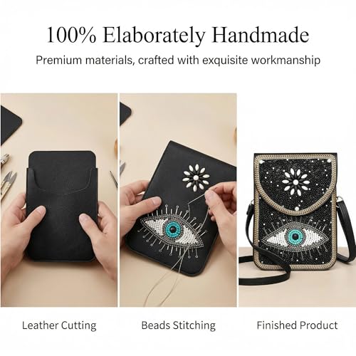 Small Crossbody Bags for Women Designer Cell Phone Bag Boho Shoulder Wallet Purse - color: Black Eye