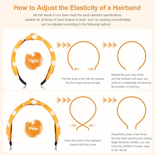 DiyJibb Headbands for Women Girls - 6PCS Stylish Top Knotted Headbands - Knotted Headband for Women - Head Bands Wide Hairband Hair Accessories - color: Dot-01