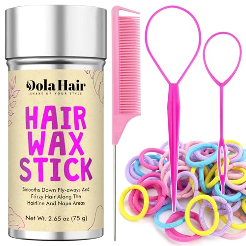 Dolahair Hair Wax Stick & Hair Accessories Accessories -60 Pcs Elastic Hair Ties Flyaway Control Hair Accessories for Baby Girls Infants Toddlers Kids 2 Hair Loop Styling Tools (Colorful) - color: Colorful