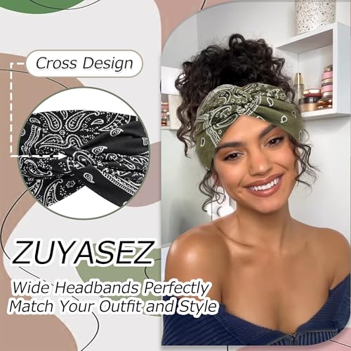 6 Pack Boho Headbands for Women African Wide Twist Turban Hair Wrap for Women Stretchy Non-Slip Yoga Sport Workout Non-slip Hair Bands Accessories - color: Multicolor-2